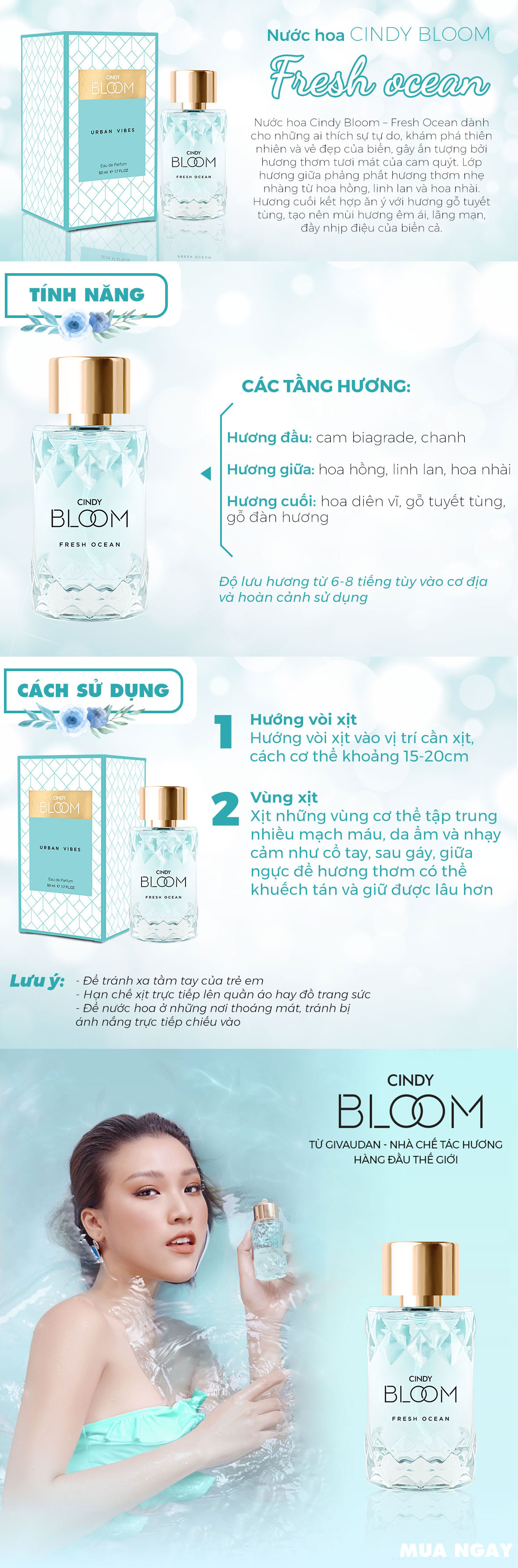 Nước hoa Cindy Bloom Fresh Ocean 30ml chính hãng