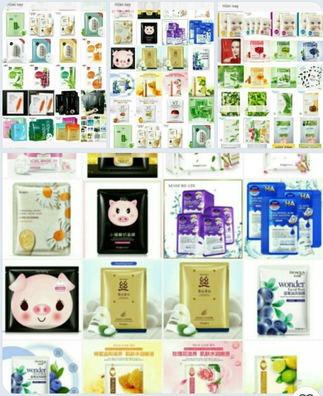Combo mix 50 mặt nạ dưỡng ẩm, trắng sáng mix đủ vị- nội địa trung