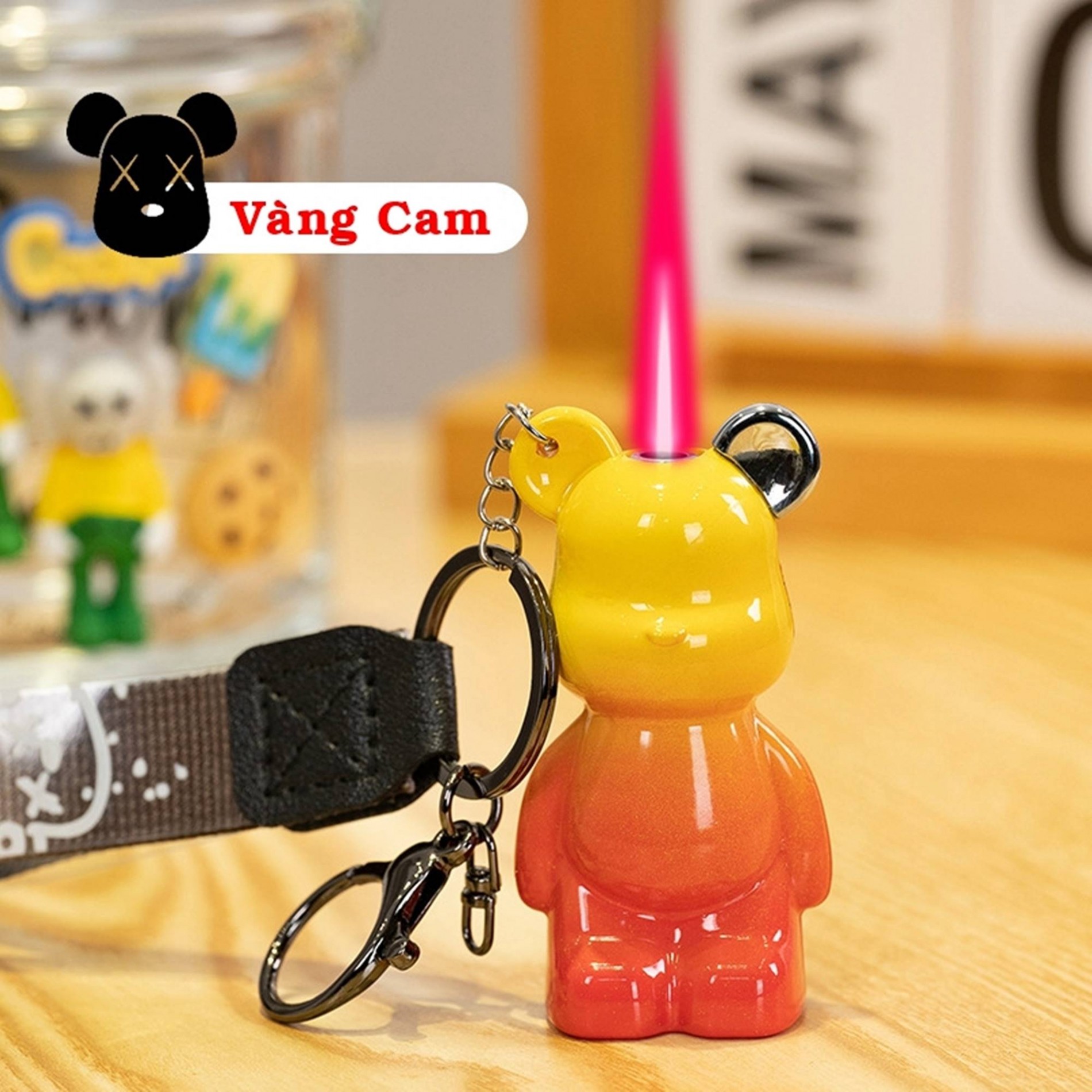 Bật lửa móc khoá - hình gấu Bearbrick ( xài gas )
