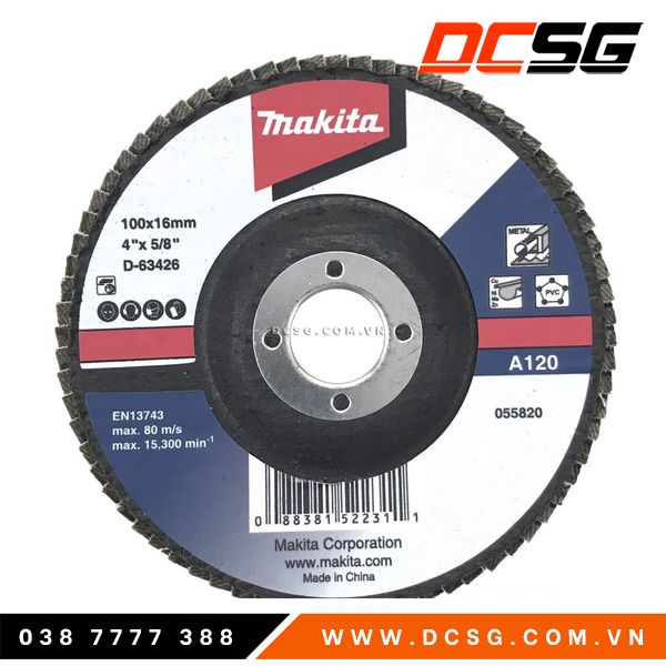 Đĩa nhám xếp sợi thủy tinh 100x16mm độ hạt a120 makita d-63426