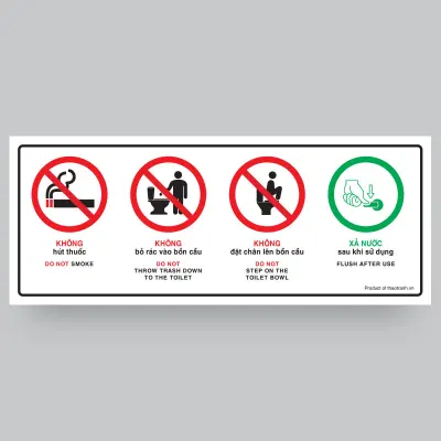 [HCM]Biển Nhắc Nhở Giữ Gìn Vệ Sinh Chung (25x10cm) Trong Buồng Vệ Sinh/ Toilet/ WC - Decal dán tường dán kính - Tem decal cảnh báo - sticker trang trí