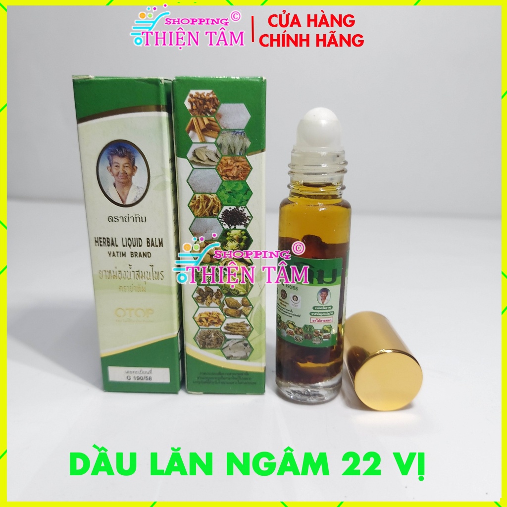 Dầu lăn 22 vị thảo dược otop - yatim brand oil - dầu nội địa thái lan