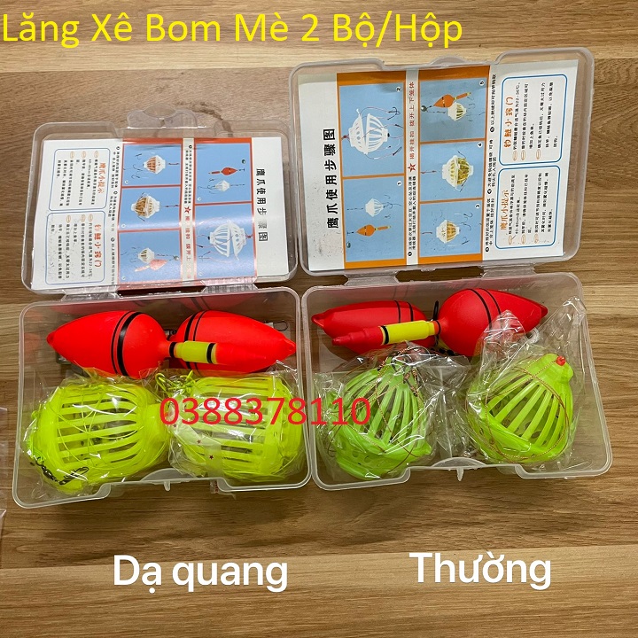 Lăng xê bom mè 2 bộ/hộp, phụ kiện đi câu cá