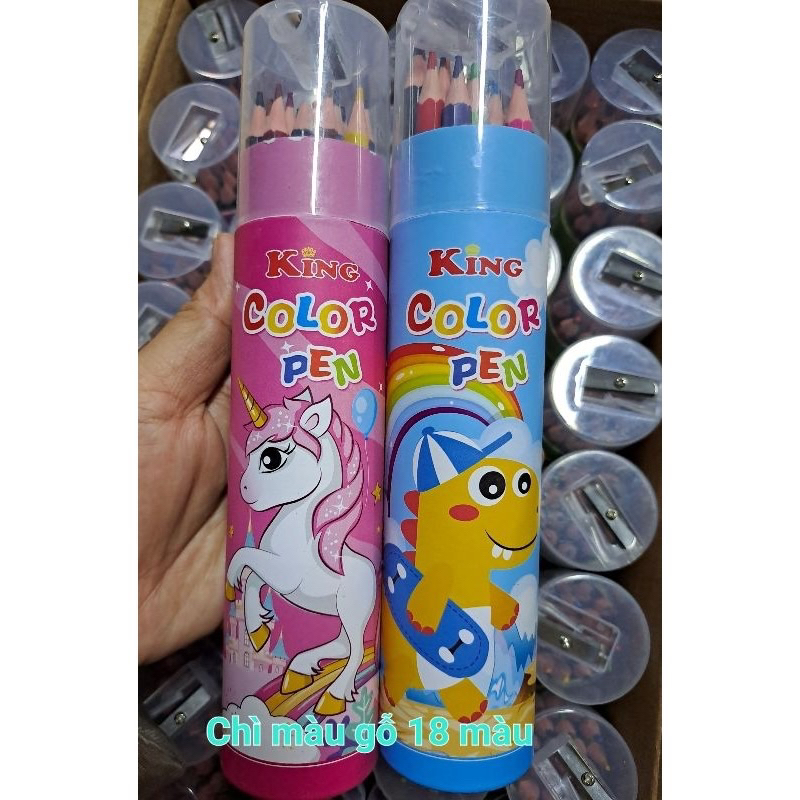 Bút chì màu hộp 18 màu kèm đồ chuốt chì