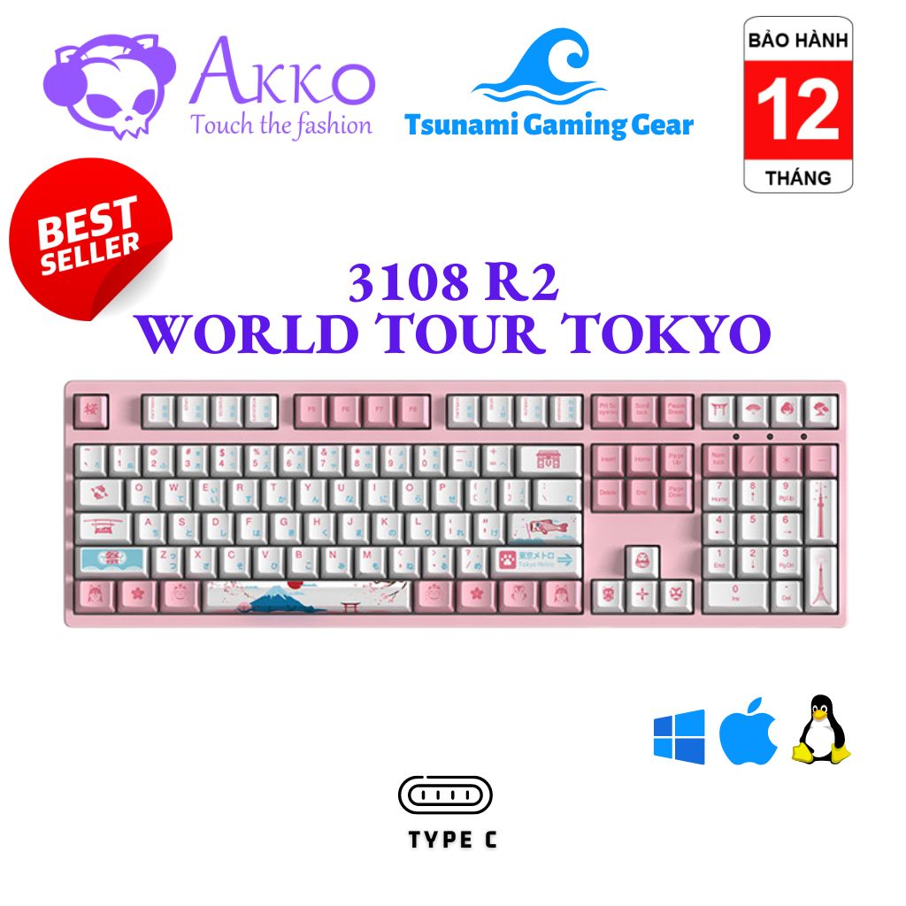 Bàn phím cơ Akko 3108/ 3108 v2/ 3108 R2 World Tour Tokyo - BH 12 tháng, sản phẩm tốt với chất lượng, độ bền cao và được cam kết sản phẩm y như hình