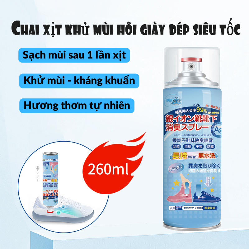 Chai xịt khử mùi hôi giày Nano Bạc, bình xịt thơm khử mùi mồ hôi chân đến 99% hàng nội địa Trung chuẩn xịn