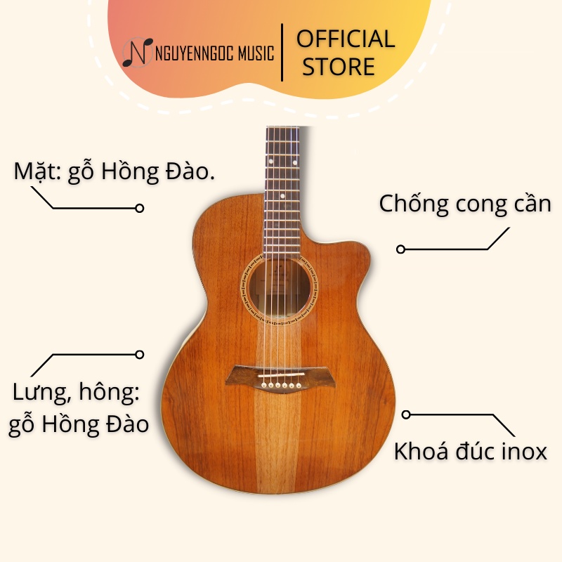 Đàn Guitar Acoustic Na02Br Tặng Kèm Bao Đàn, Capo, Pick Hàng Cap Cấp