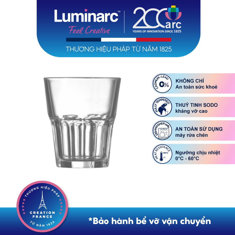 Bộ 12 Ly Thuỷ Tinh Arcoroc Thấp Granity 270ml - LUGRD0781