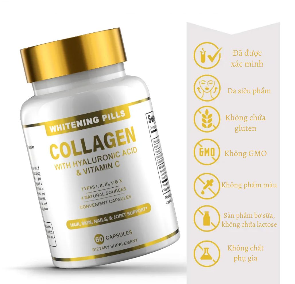 Hộp 60 Viên Uống Frozen Collagen Dưỡng Ẩm, Trắng Da Chống Lão Hóa Và Tăng Cường Sức Khỏe Tiêu Hóa