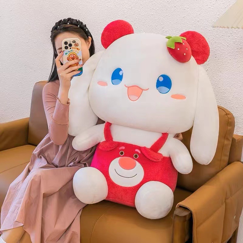 Thú bông thỏ cinnamoroll gấu bông thỏ tai dài mặc yếm gấu dâu lotso size lớn lông mịn cao cấp cho bé mẫu mới