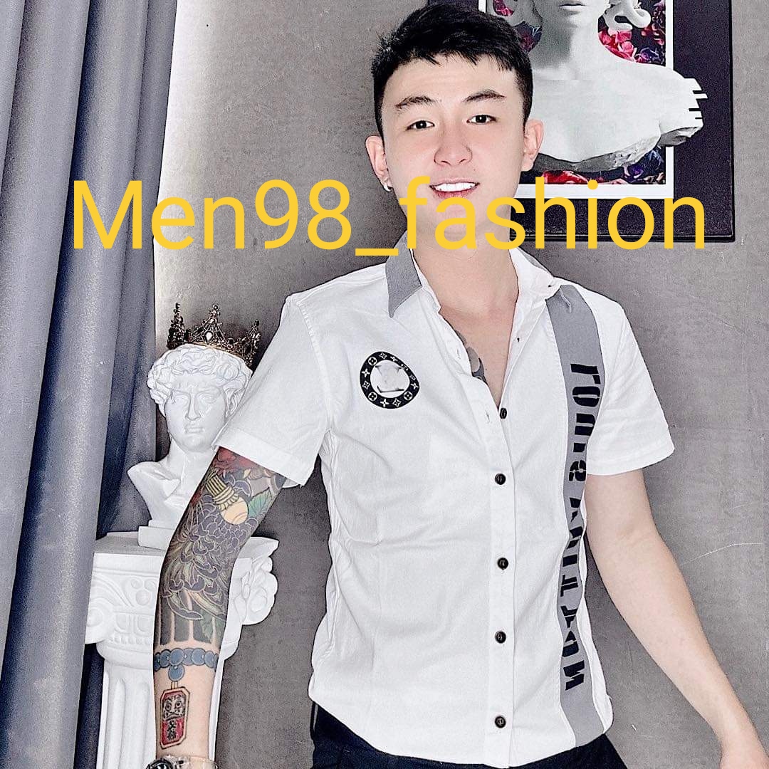 Áo sơ mi nam tay ngắn phối họa tiết in chất vải dày co giãn nhẹ mẫu mới form chuẩn dáng đẹp