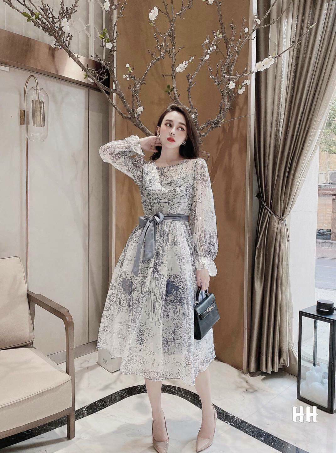 Đầm bầu dạo phố-Váy bầu  hoa nhí-Đầm bầu công sở bao chất mặc trong và sau sinh