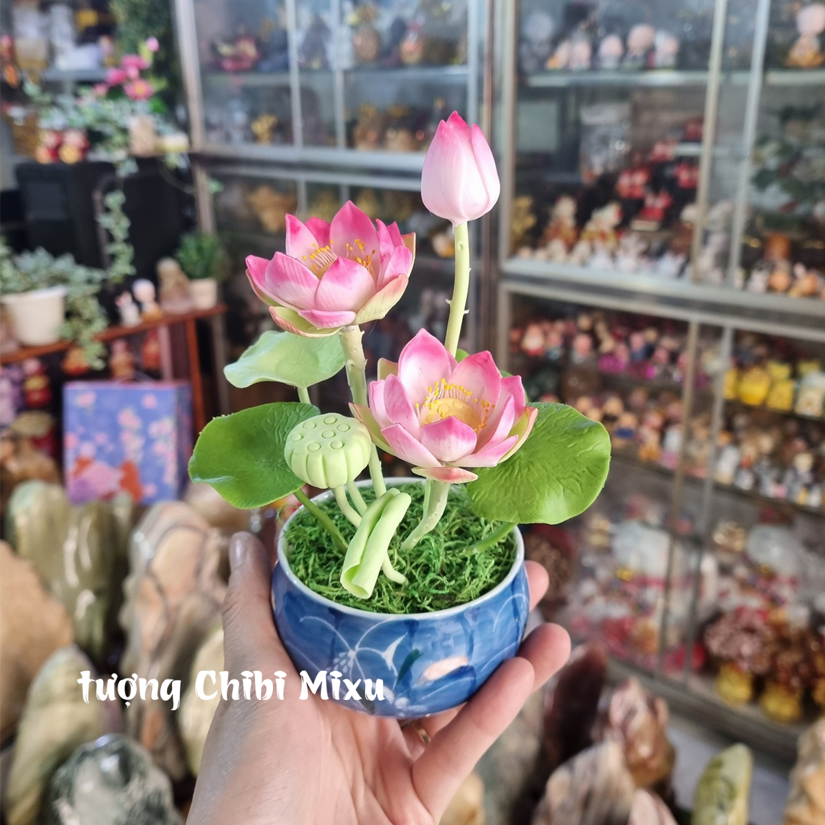 Chậu hoa sen bằng đất sét Nhật 20cm
