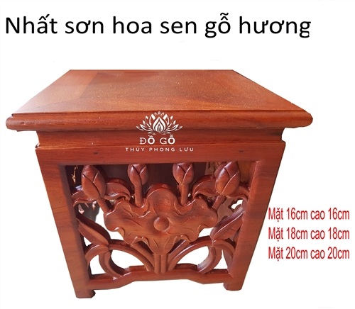 Đôn vuông hoa sen gỗ hương cao cấp
