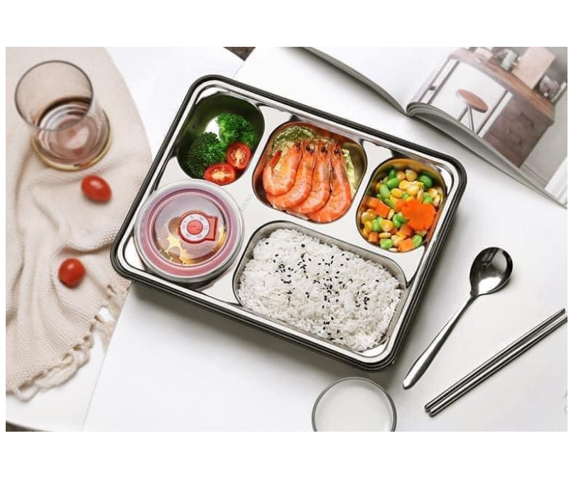 Bộ Khay Cơm Phần 5 Ngăn - Inox 304 Cao Cấp