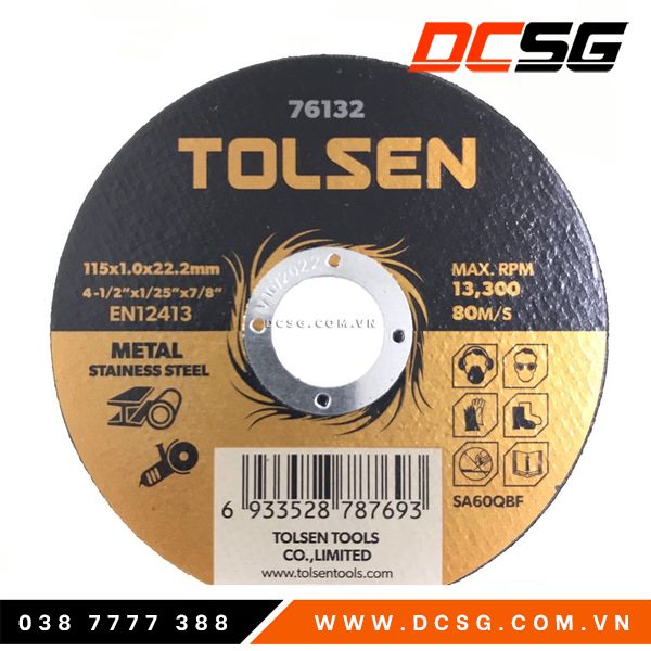 Đĩa cắt kim loại và inox 115x1.0x22.23mm tolsen 76132