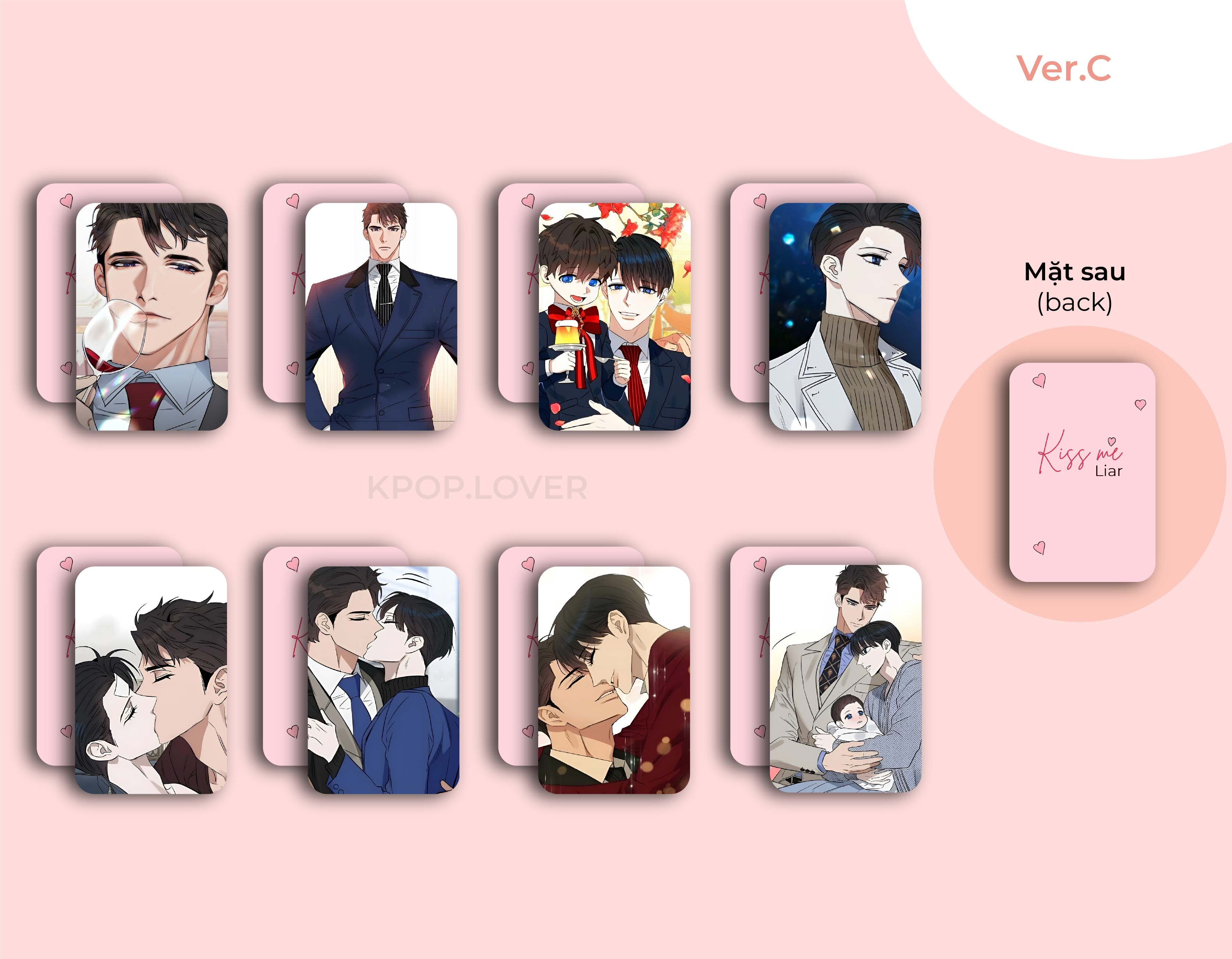 Set 8 card bo góc kiss me liar
