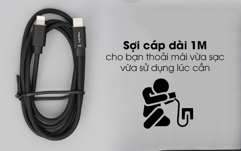 Cáp Type-C - Lightning MFI 1 m Mbest DS640-WB Đen ( Like New )