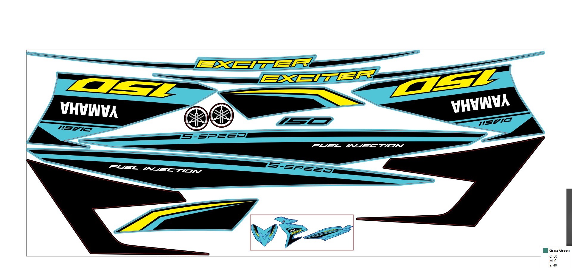 TEM RỜI EXCITER 150 DÁN XE XANH NGỌC