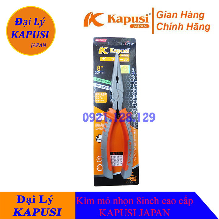 Kìm, kềm mỏ nhọn kapusi 8 inch japan cao cấp đỏ