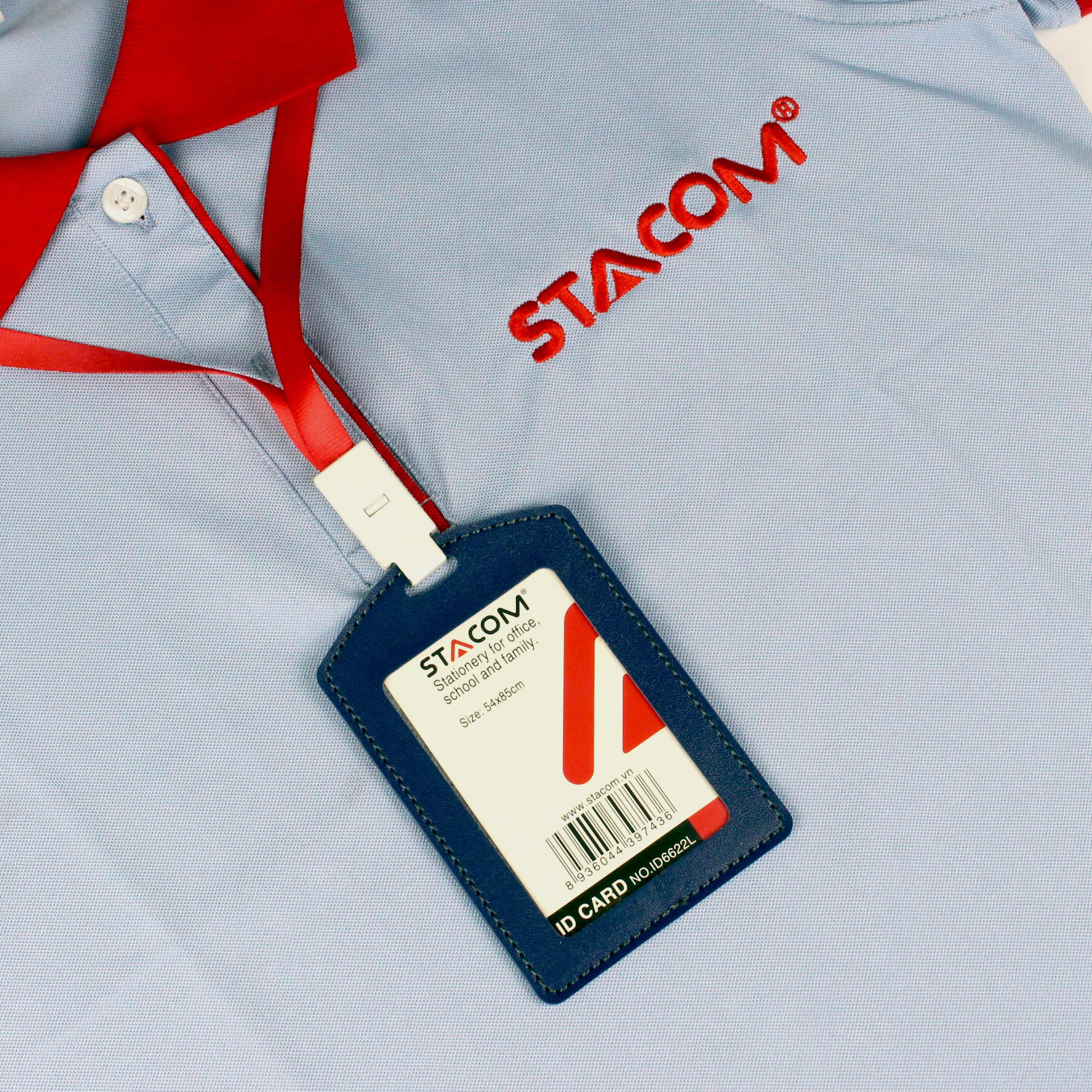 Bộ dây đeo và thẻ PU (da) STACOM ID6622L ( có dây)