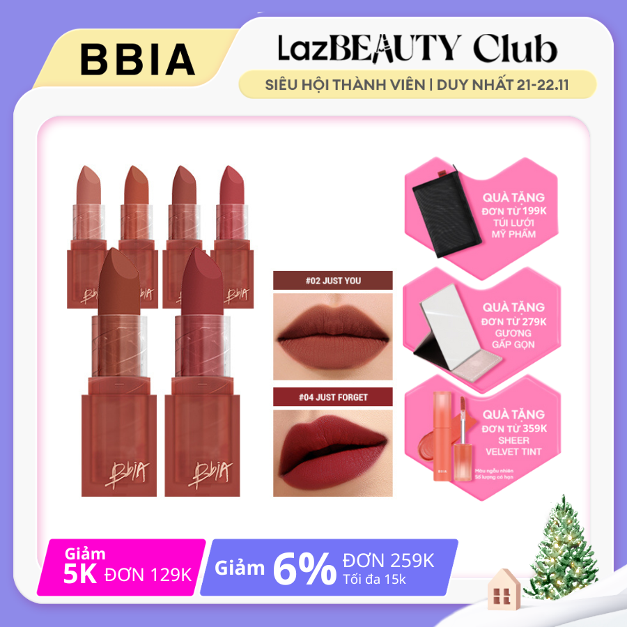 Son Thỏi Lì Bbia Last Powder Lipstick (6 màu) 3.5g