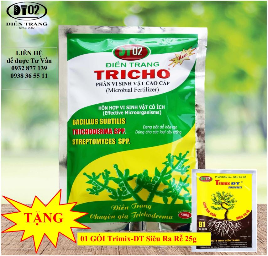 Phân vi sinh vật Trichoderma 500g, nấm Trichoderma, men ủ, phòng ngừa hiệu quả bệnh vàng lá, thối rễ...
