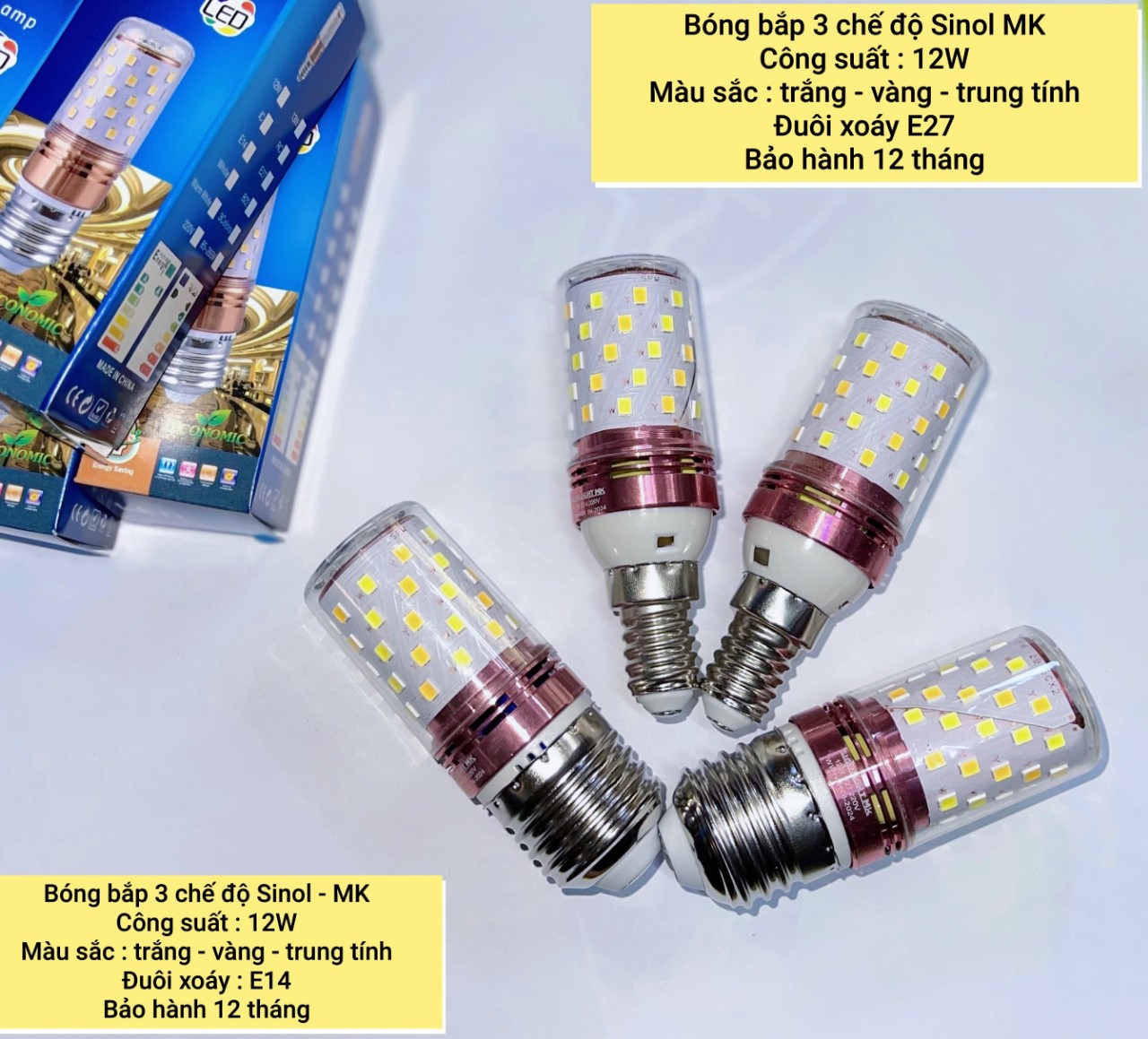 ComBo 5 Bóng Bắp E27 3 Chế Độ