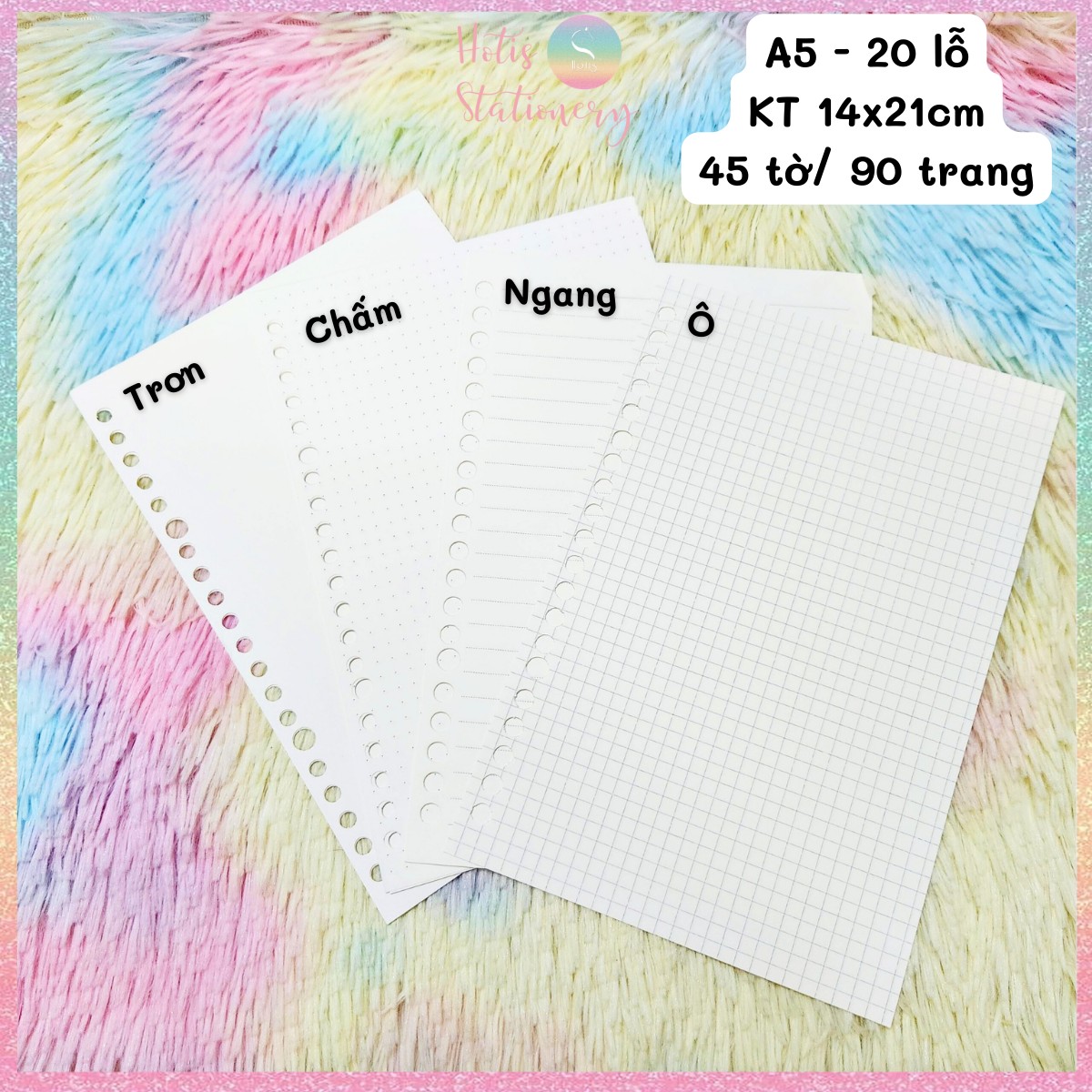 Giấy refill ruột sổ bìa còng Hotis binder notebook A7/ A6/ A5/ B5/ A4