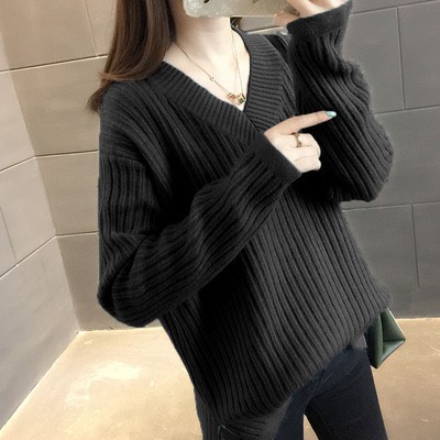 Áo len nữ dáng dài cổ V gân dọc VGD19 mới nhất