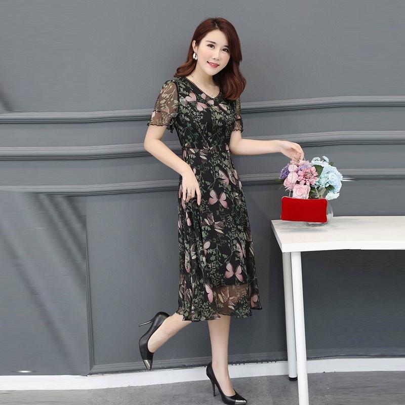 [HCM]Đầm Xòe Voan Hoa 3D Tay Loe Cao Cấp - TP1794