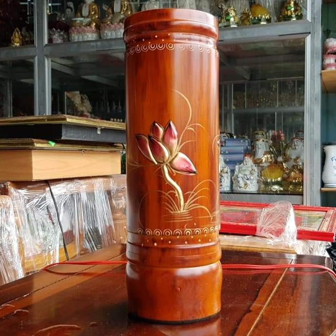 [HCM]Ống nhang gỗ tràm bông vàng cẩn cao 23 cm