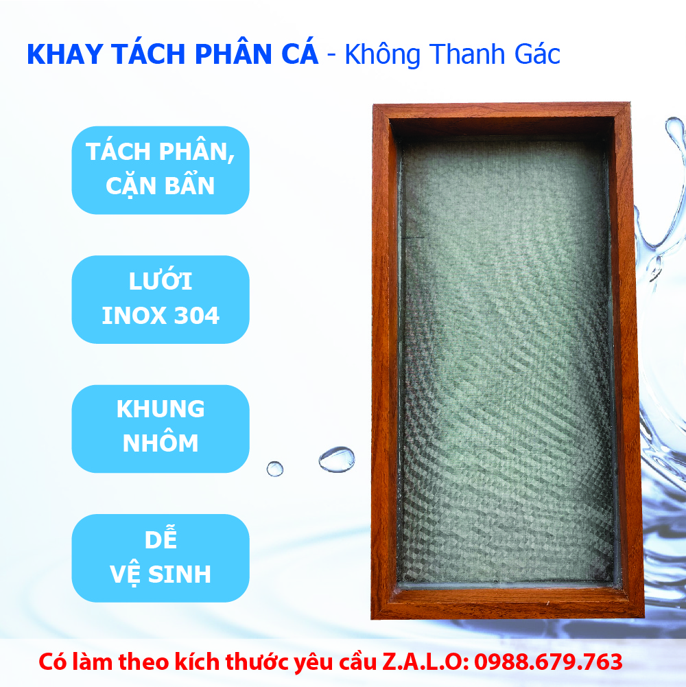 (20cm x 15cm) - Khay tách phân cá - Lưới lọc inox 304