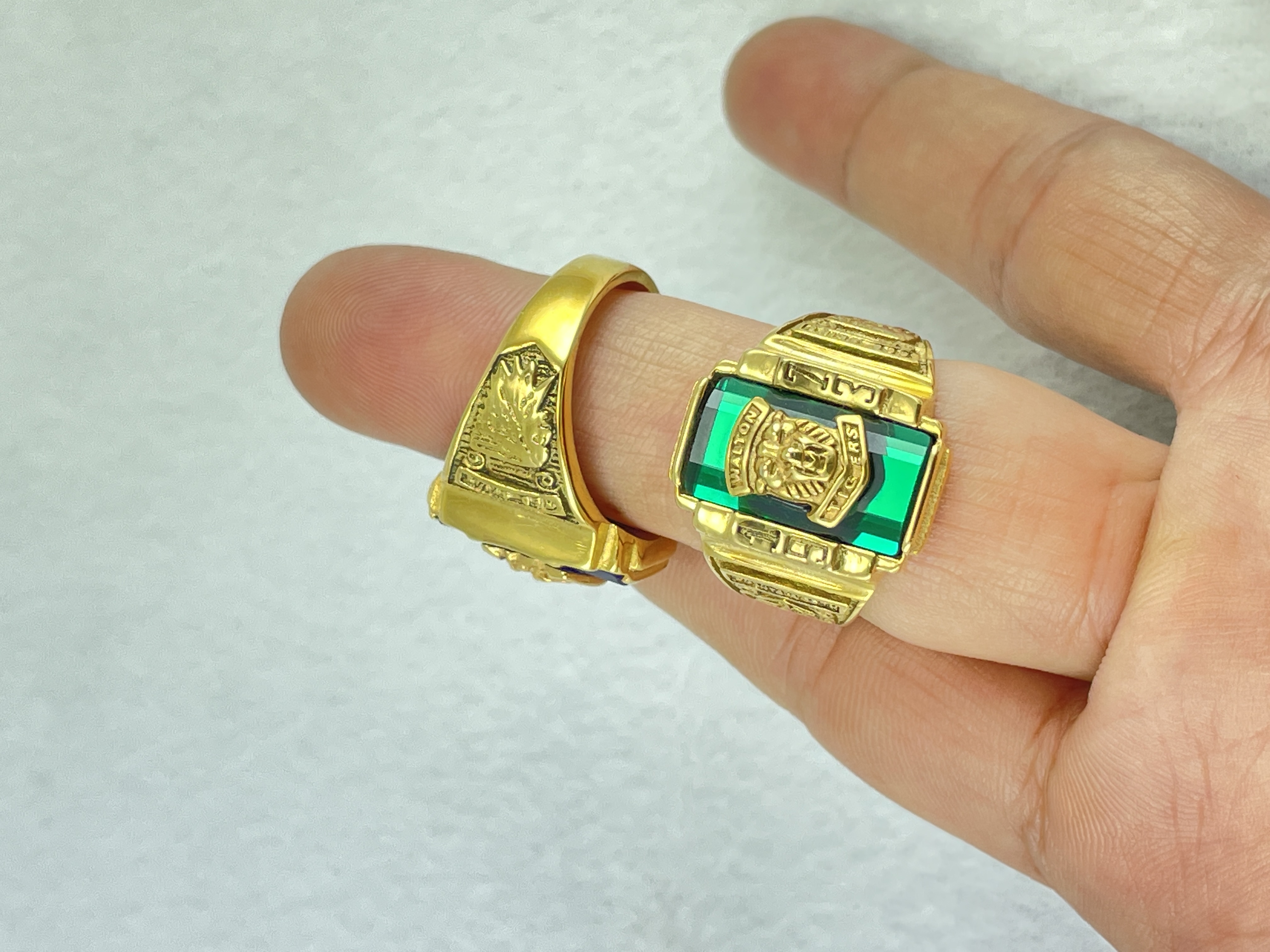 Nhẫn nam đầu sư tử titan mạ vàng 24k sáng bóng