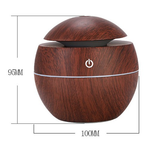 [HCM]Máy Xông Tinh Dầu Vân Gỗ Led Tròn