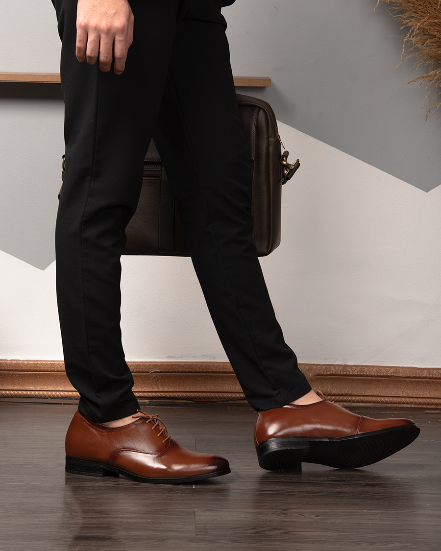 [6cm] men's height increasing shoes T & Tra s1008 cow Brown-inside secret High