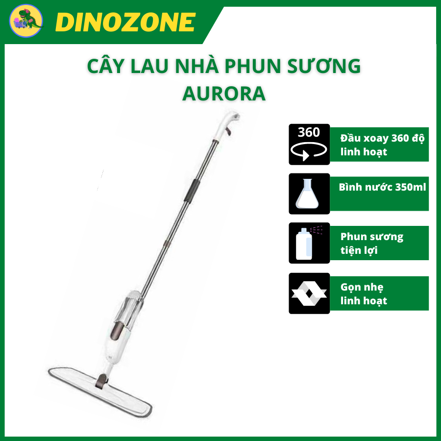 Cây lau nhà phun sương 3 trong 1 AuroraĐầu xoay 360 độ