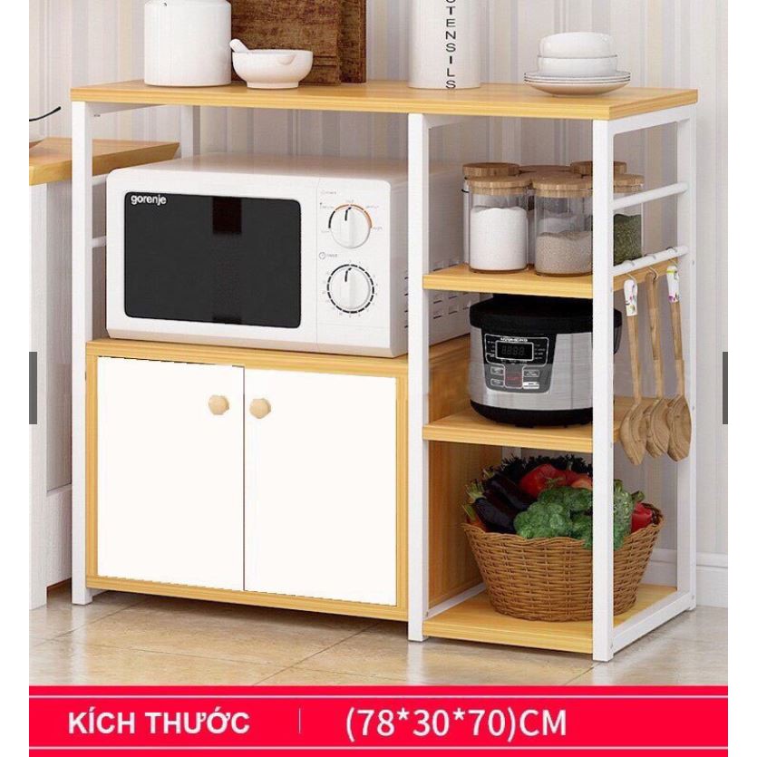 Kệ Nhà Bếp - Kệ Để Lò Vi Sóng 2 Tầng 3 Ngăn Tiện Dụng