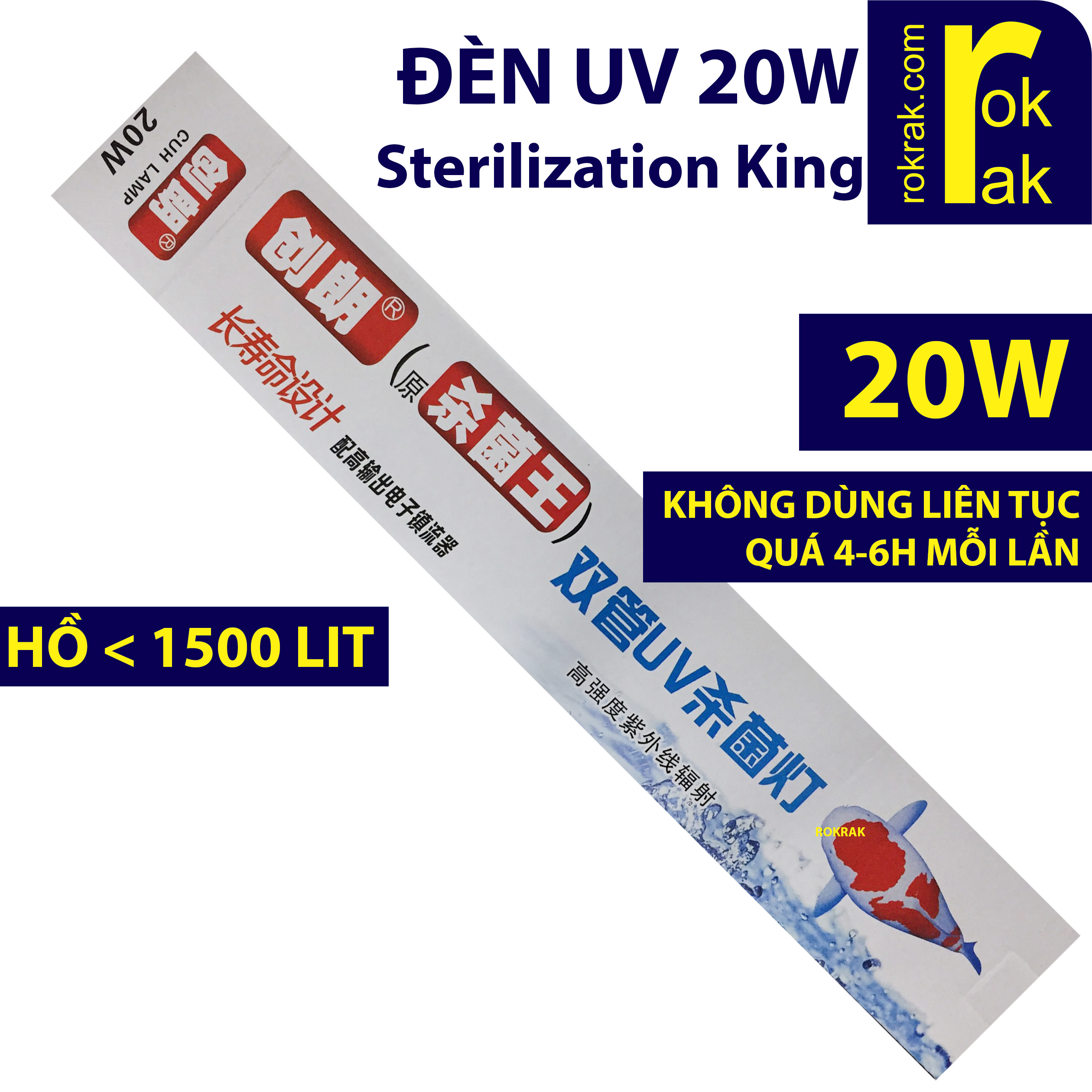 [HCM]Đèn UV 20W Sterilization King cho hồ cá dưới 1500 Lit