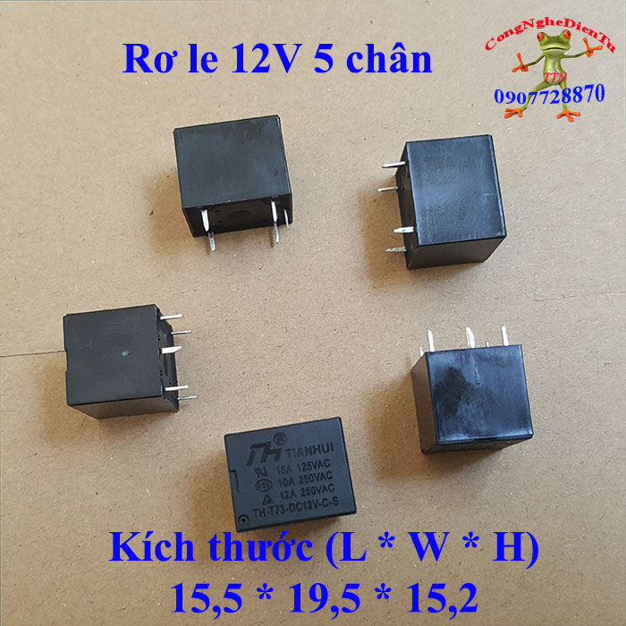 5 role 12 volt 5 chân relay 12v đen
