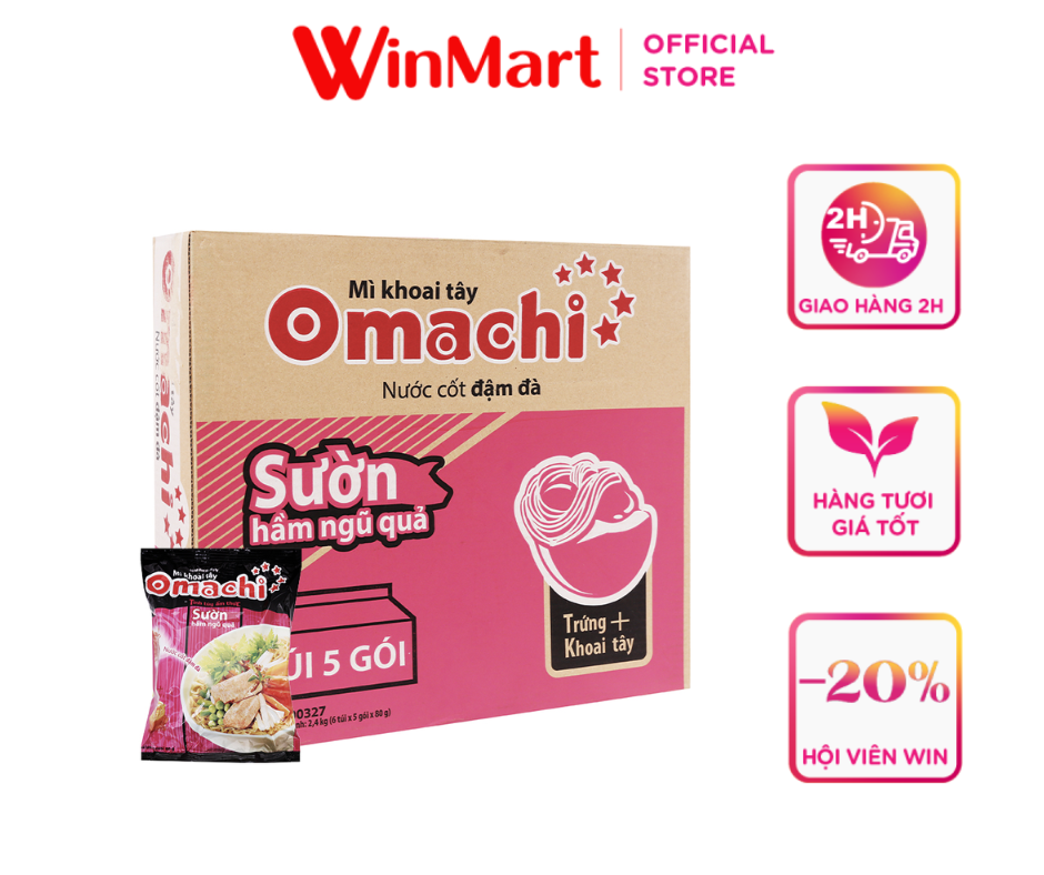 [Siêu thị WinMart] - Thùng 30 gói mì ăn liền khoai tây sườn ngủ quả Omachi 80g