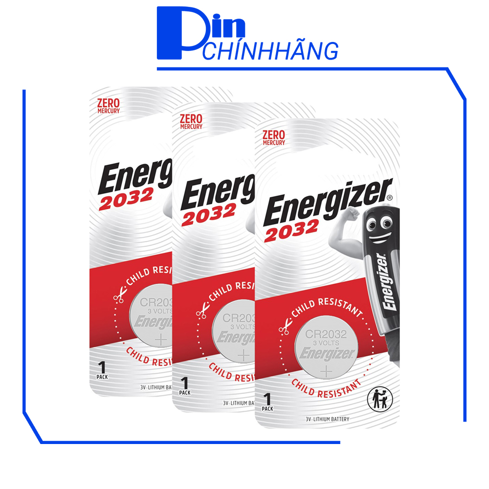 3 Pin Energizer 2032 3V - Pin remote xe máy, xe hơi, cmos pc, đồng hồ