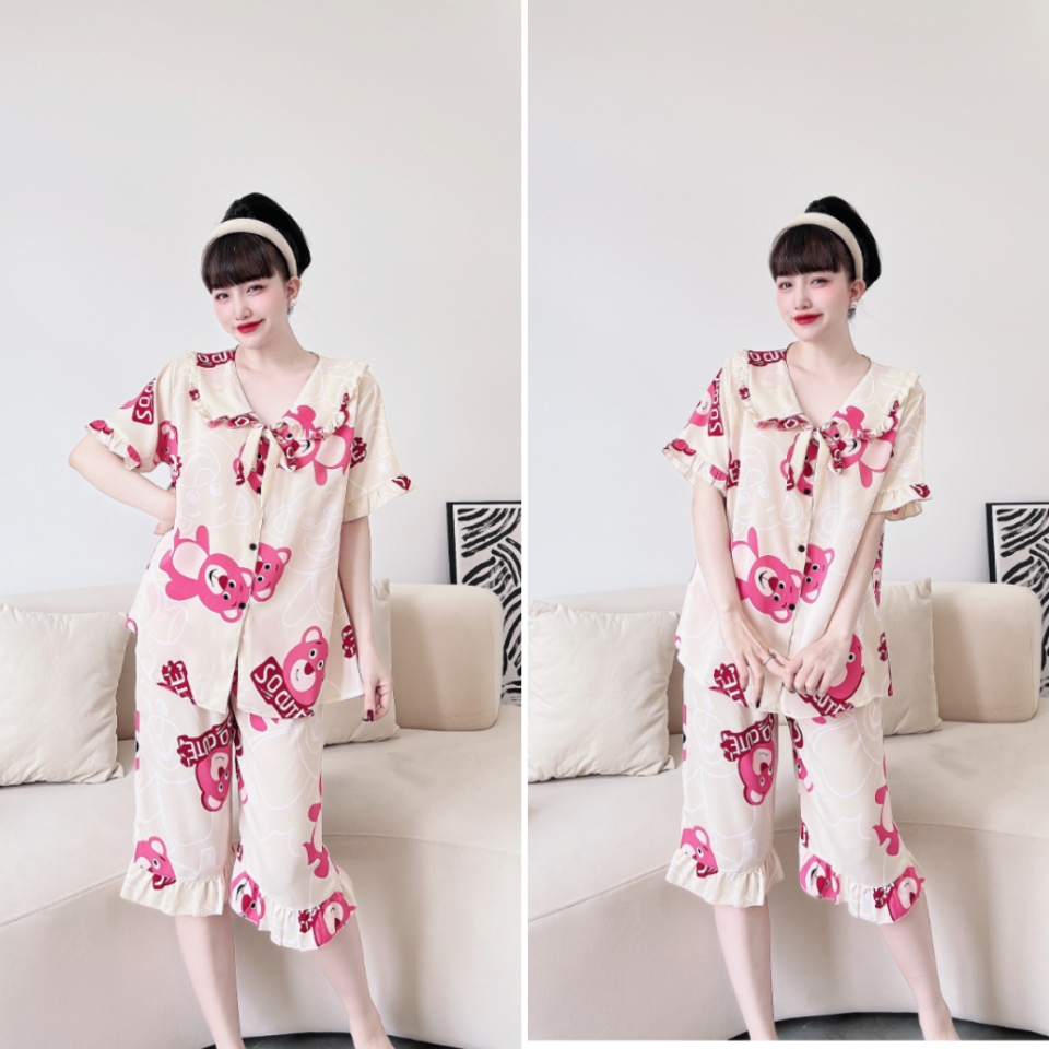 Đồ Bộ Bigsize 50-70kg Lửng Lụa Mango Cổ Vuông