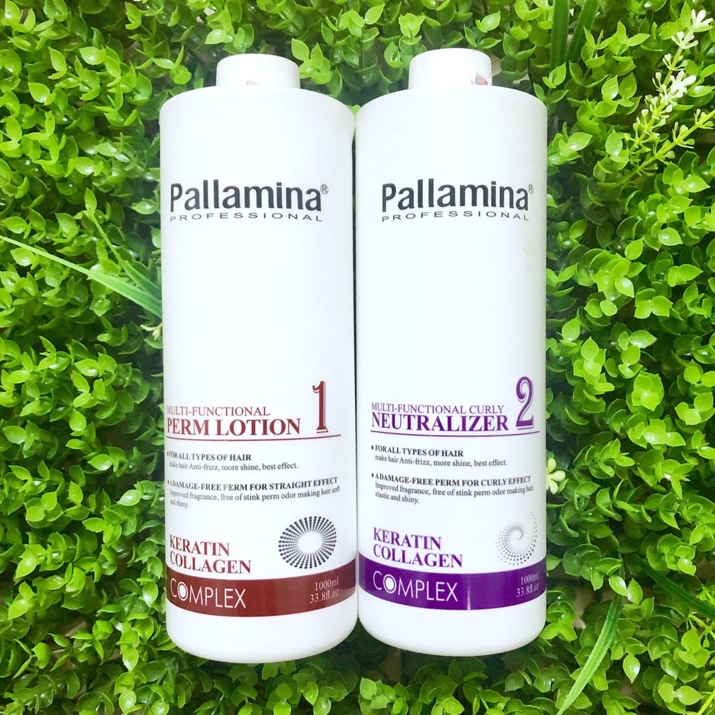 Cặp thuốc uốn tóc Pallamina Collagen (uốn nóng) 1000mlx2