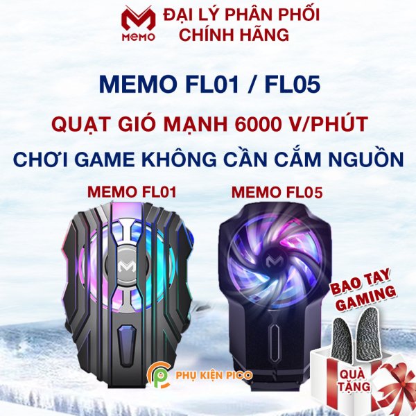 Quạt tản nhiệt điện thoại chính hãng Memo FL05 / FL06 / FL07 pin 700mAh tốc độ quạt 6000 vòng / phút