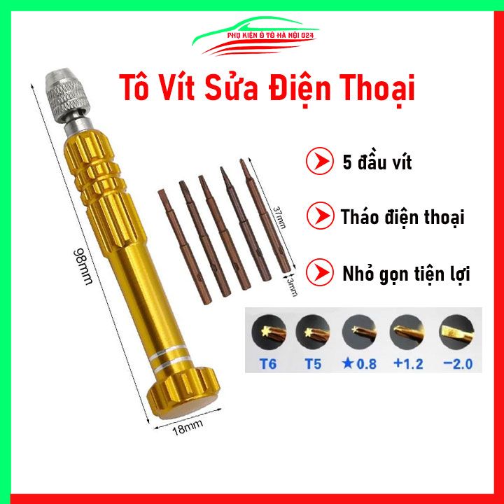Bộ tô vít sửa điện thoại 5 đầu, tua vít mở, tháo lắp đầu bít đa năng