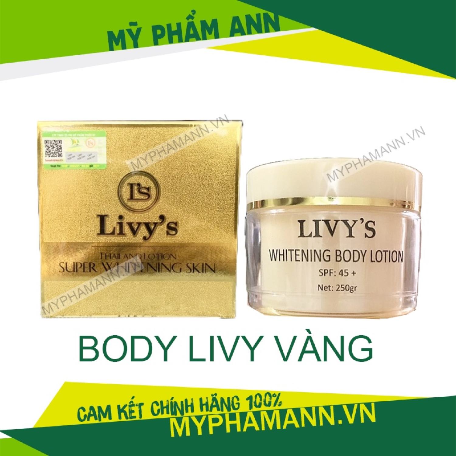 Kem body livys vàng thái lan chính hãng - kem dưỡng trắng da toàn thân 250g