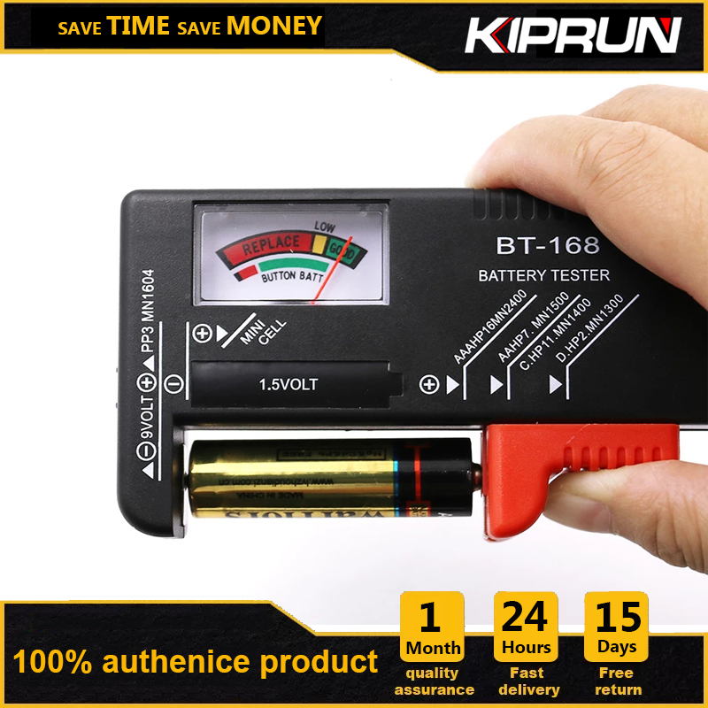 KIPRUN Battery Capacity Tester, BT-168 AA/AAA/C/D/9V/1.5V voltage tester checker battery universal button battery color code meter indicator