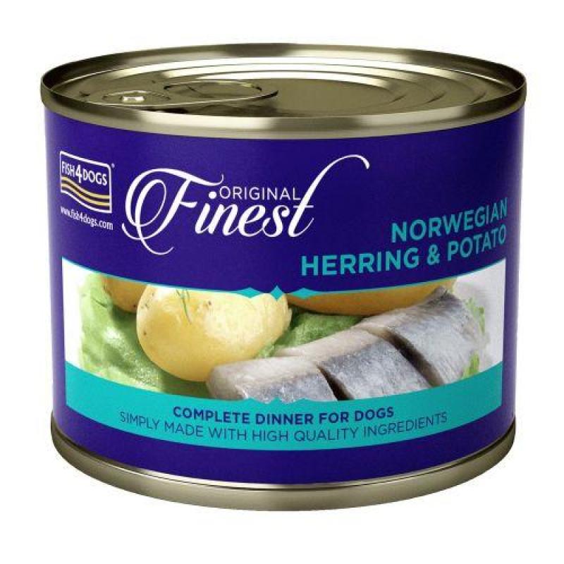 Thức ăn ướt cho chó  FISH 4 DOGS  FINEST NORWEGIAN HERRING & POTATO 185g