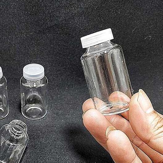Mini glass jar 20ml – high Cylinder shape – White resin Cap – combo 5 jars